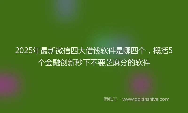 2025年最新微信四大借钱软件是哪四个，概括5个金融创新秒下不要芝麻分的软件