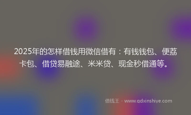 2025年的怎样借钱用微信借有：有钱钱包、便荔卡包、借贷易融途、米米贷、现金秒借通等。