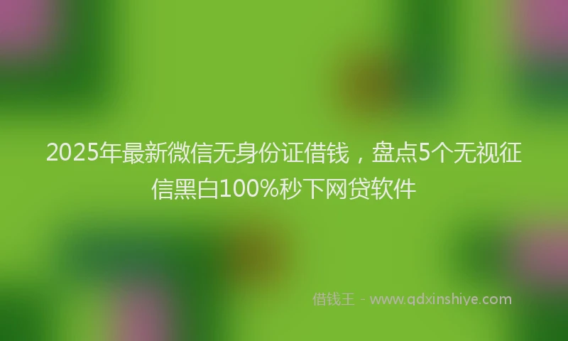 2025年最新微信无身份证借钱，盘点5个无视征信黑白100%秒下网贷软件