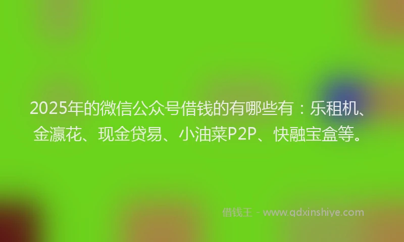 2025年的微信公众号借钱的有哪些有：乐租机、金瀛花、现金贷易、小油菜P2P、快融宝盒等。