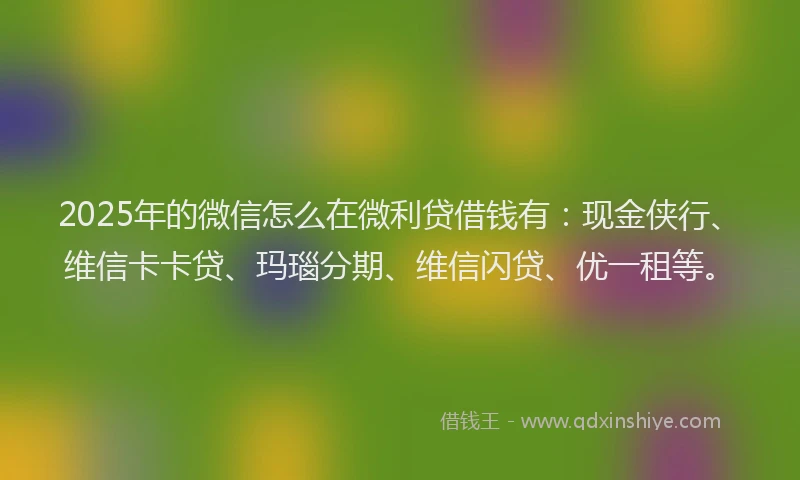 2025年的微信怎么在微利贷借钱有：现金侠行、维信卡卡贷、玛瑙分期、维信闪贷、优一租等。