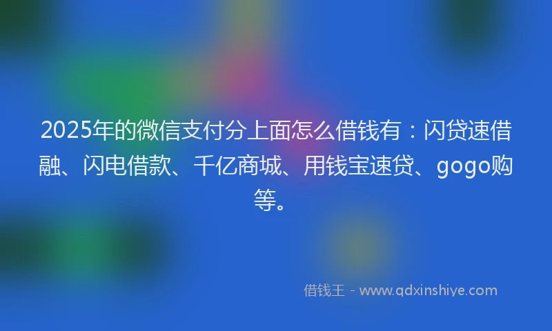 2025年的微信支付分上面怎么借钱有：闪贷速借融、闪电借款、千亿商城、用钱宝速贷、gogo购等。