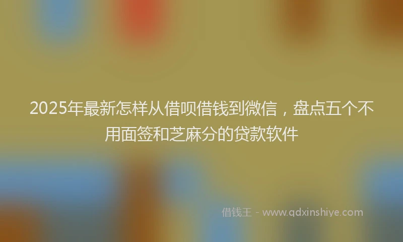 2025年最新怎样从借呗借钱到微信，盘点五个不用面签和芝麻分的贷款软件
