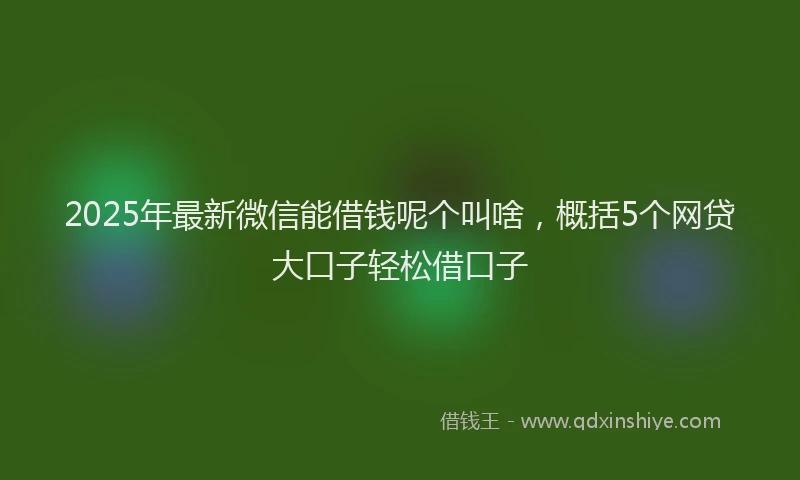 2025年最新微信能借钱呢个叫啥，概括5个网贷大口子轻松借口子