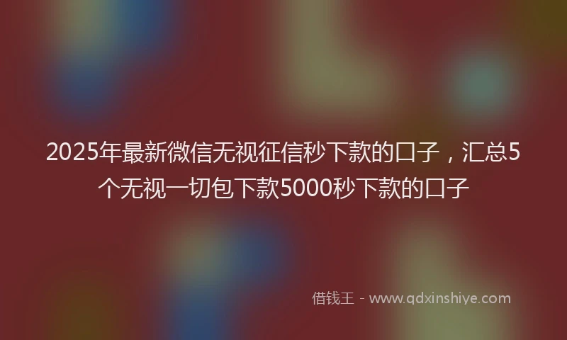 2025年最新微信无视征信秒下款的口子，汇总5个无视一切包下款5000秒下款的口子