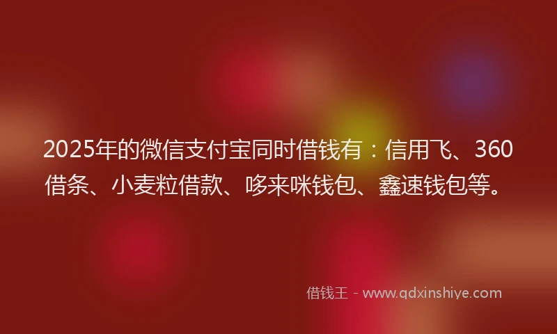 2025年的微信支付宝同时借钱有：信用飞、360借条、小麦粒借款、哆来咪钱包、鑫速钱包等。