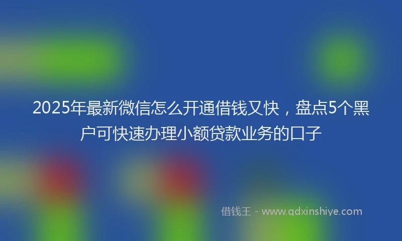 2025年最新微信怎么开通借钱又快，盘点5个黑户可快速办理小额贷款业务的口子