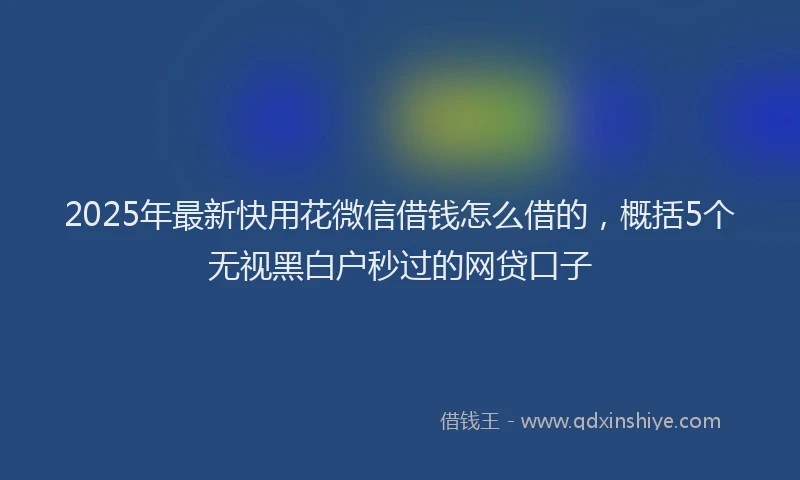 2025年最新快用花微信借钱怎么借的，概括5个无视黑白户秒过的网贷口子