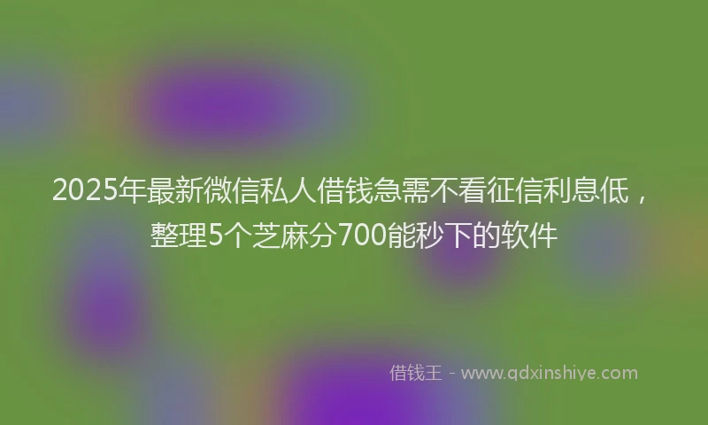 2025年最新微信私人借钱急需不看征信利息低，整理5个芝麻分700能秒下的软件