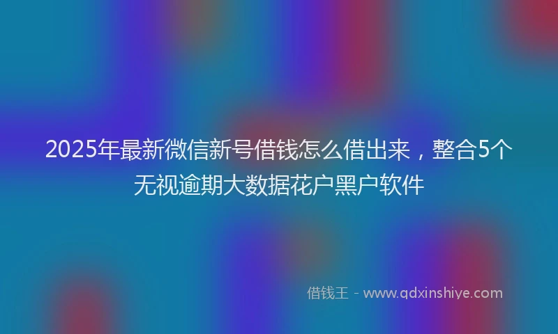 2025年最新微信新号借钱怎么借出来，整合5个无视逾期大数据花户黑户软件