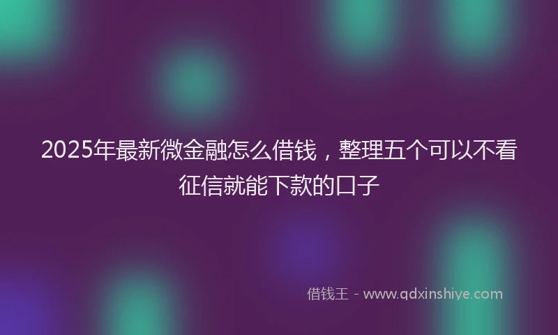 2025年最新微金融怎么借钱，整理五个可以不看征信就能下款的口子