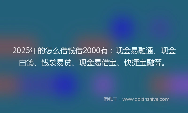 2025年的怎么借钱借2000有：现金易融通、现金白鸽、钱袋易贷、现金易借宝、快捷宝融等。