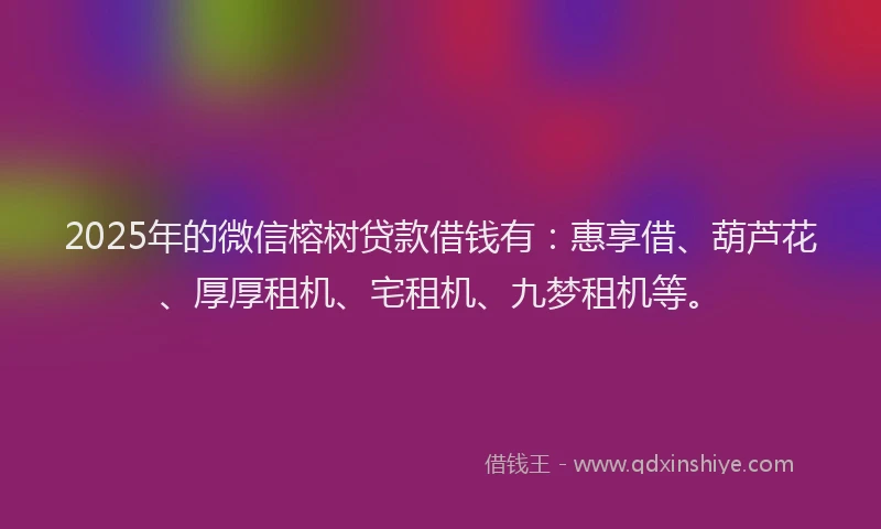 2025年的微信榕树贷款借钱有：惠享借、葫芦花、厚厚租机、宅租机、九梦租机等。