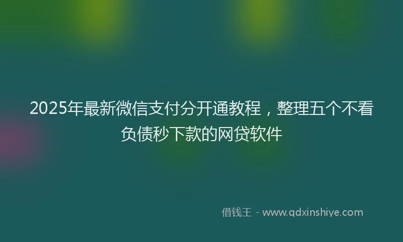 2025年最新微信支付分开通教程，整理五个不看负债秒下款的网贷软件