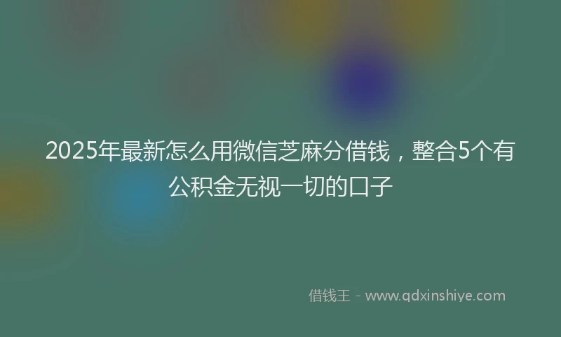 2025年最新怎么用微信芝麻分借钱，整合5个有公积金无视一切的口子