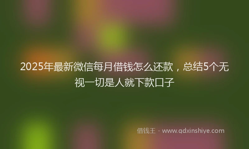 2025年最新微信每月借钱怎么还款，总结5个无视一切是人就下款口子