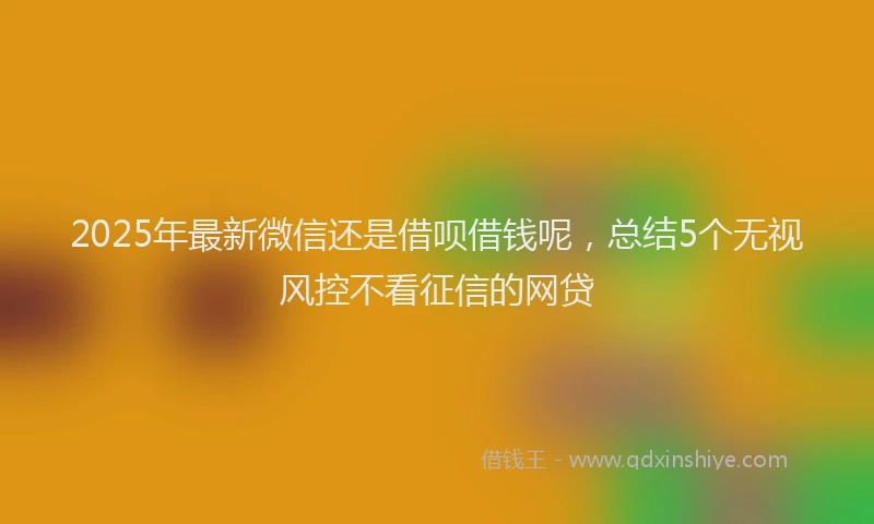 2025年最新微信还是借呗借钱呢，总结5个无视风控不看征信的网贷