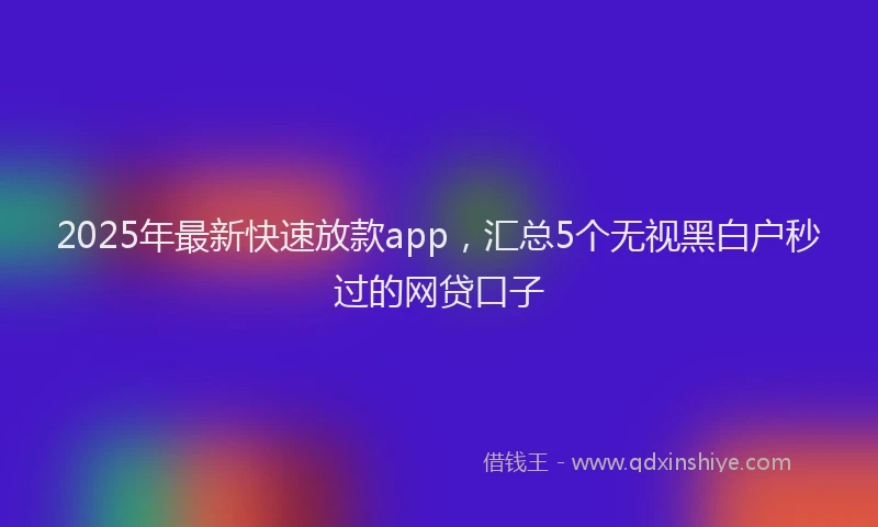 2025年最新快速放款app，汇总5个无视黑白户秒过的网贷口子