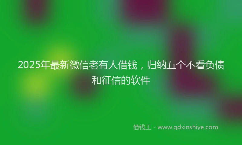 2025年最新微信老有人借钱，归纳五个不看负债和征信的软件