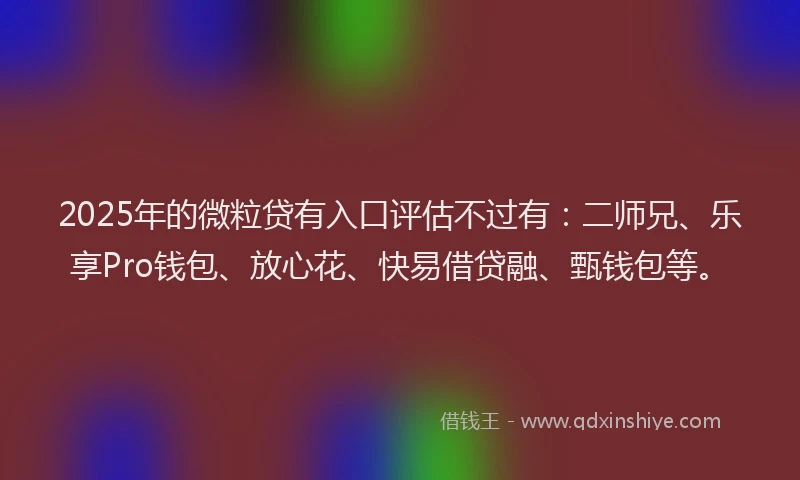 2025年的微粒贷有入口评估不过有：二师兄、乐享Pro钱包、放心花、快易借贷融、甄钱包等。