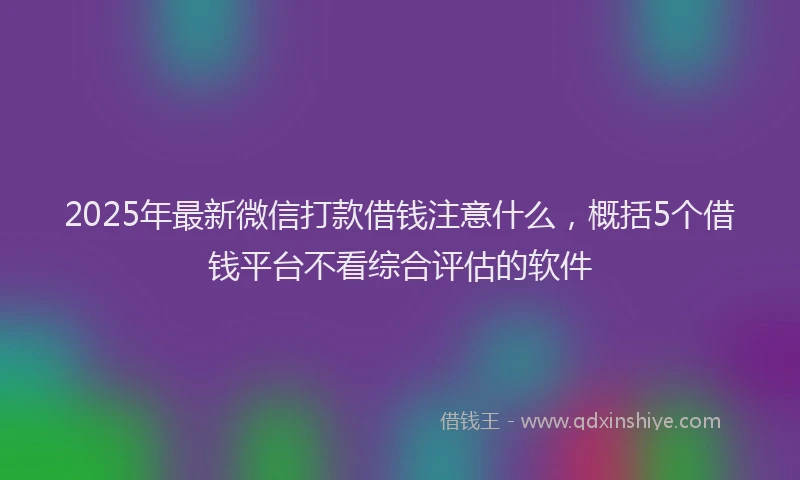 2025年最新微信打款借钱注意什么，概括5个借钱平台不看综合评估的软件
