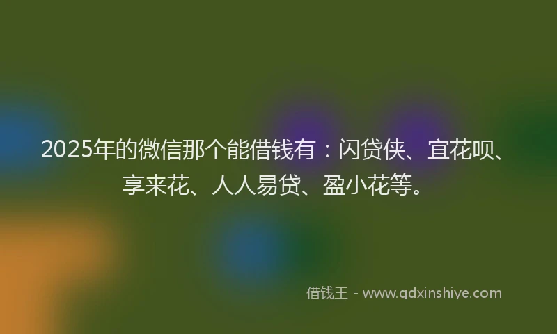 2025年的微信那个能借钱有：闪贷侠、宜花呗、享来花、人人易贷、盈小花等。