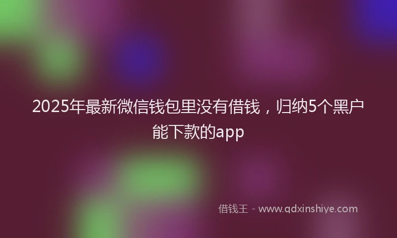 2025年最新微信钱包里没有借钱，归纳5个黑户能下款的app