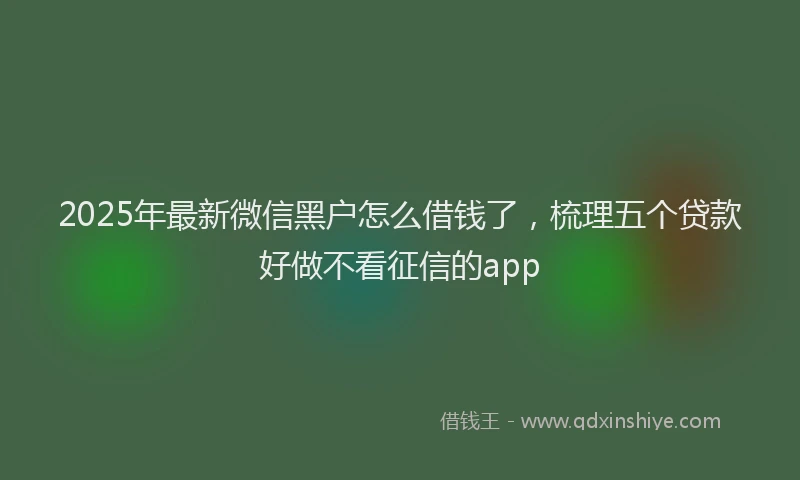2025年最新微信黑户怎么借钱了，梳理五个贷款好做不看征信的app