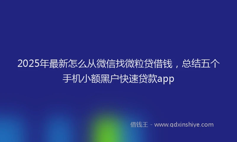 2025年最新怎么从微信找微粒贷借钱，总结五个手机小额黑户快速贷款app