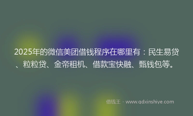 2025年的微信美团借钱程序在哪里有：民生易贷、粒粒贷、金帝租机、借款宝快融、甄钱包等。