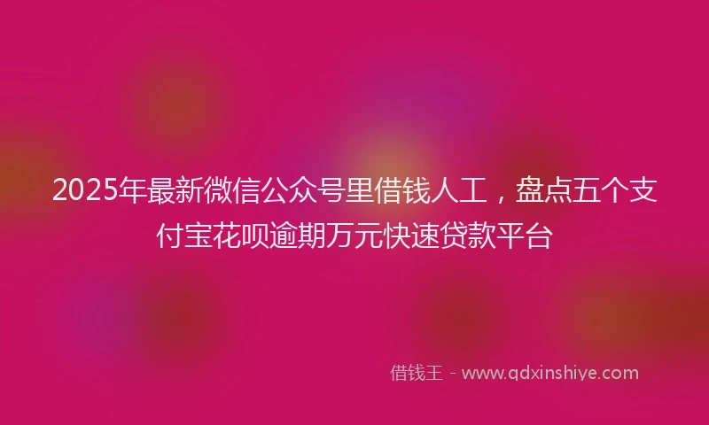 2025年最新微信公众号里借钱人工，盘点五个支付宝花呗逾期万元快速贷款平台