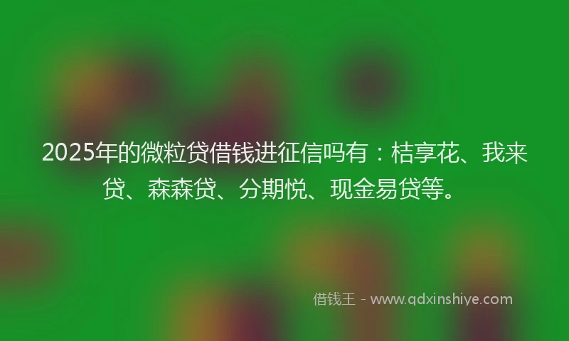 2025年的微粒贷借钱进征信吗有：桔享花、我来贷、森森贷、分期悦、现金易贷等。