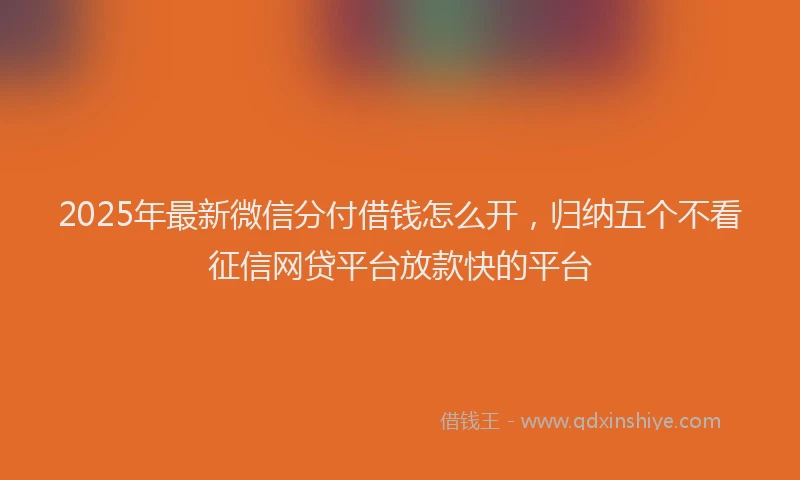 2025年最新微信分付借钱怎么开，归纳五个不看征信网贷平台放款快的平台