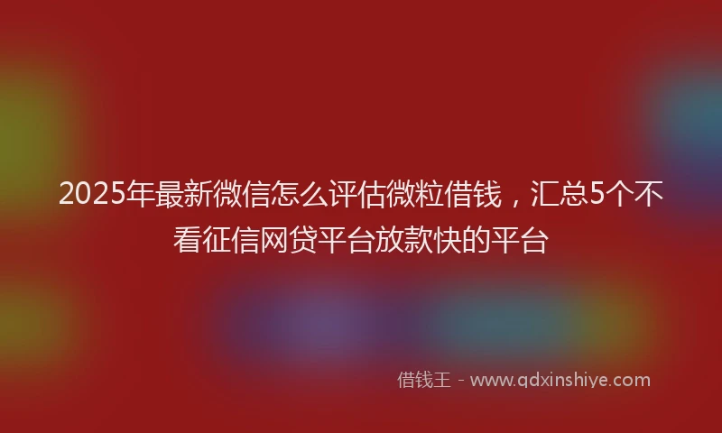 2025年最新微信怎么评估微粒借钱，汇总5个不看征信网贷平台放款快的平台