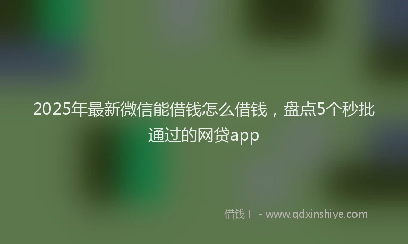 2025年最新微信能借钱怎么借钱，盘点5个秒批通过的网贷app