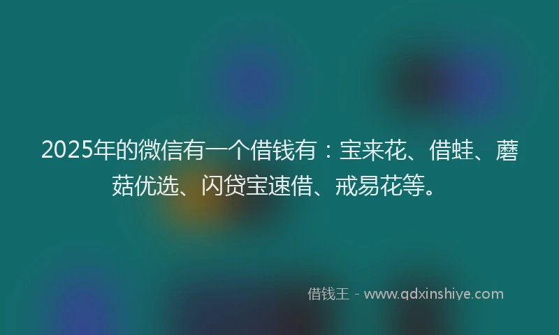 2025年的微信有一个借钱有：宝来花、借蛙、蘑菇优选、闪贷宝速借、戒易花等。