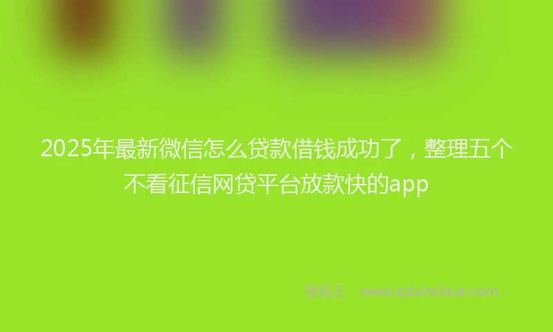 2025年最新微信怎么贷款借钱成功了，整理五个不看征信网贷平台放款快的app