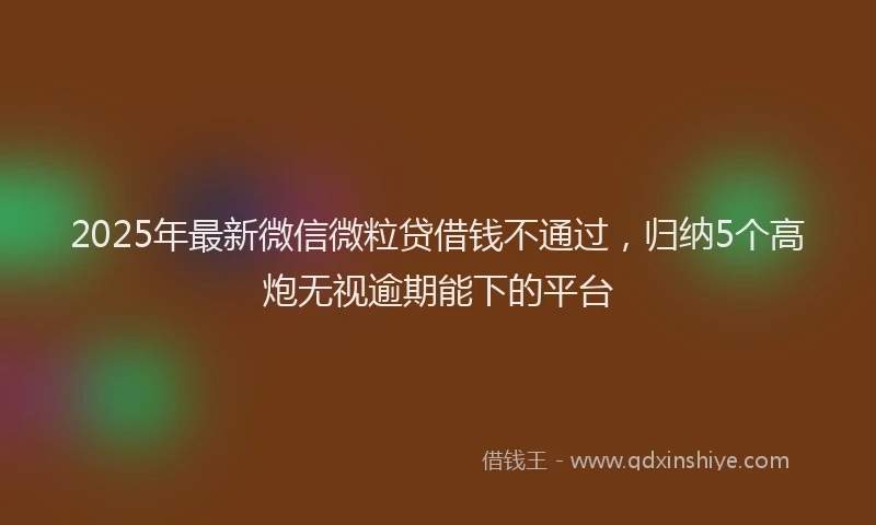 2025年最新微信微粒贷借钱不通过，归纳5个高炮无视逾期能下的平台