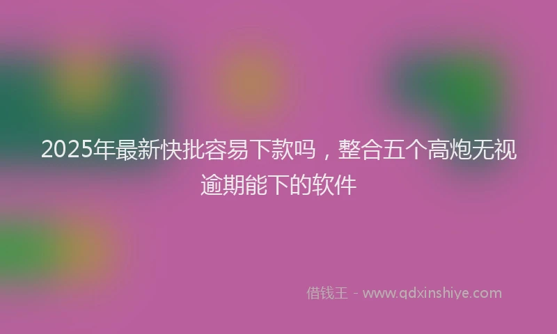 2025年最新快批容易下款吗，整合五个高炮无视逾期能下的软件