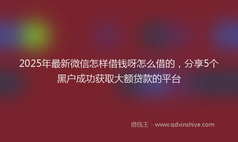 2025年最新微信怎样借钱呀怎么借的，分享5个黑户成功获取大额贷款的平台