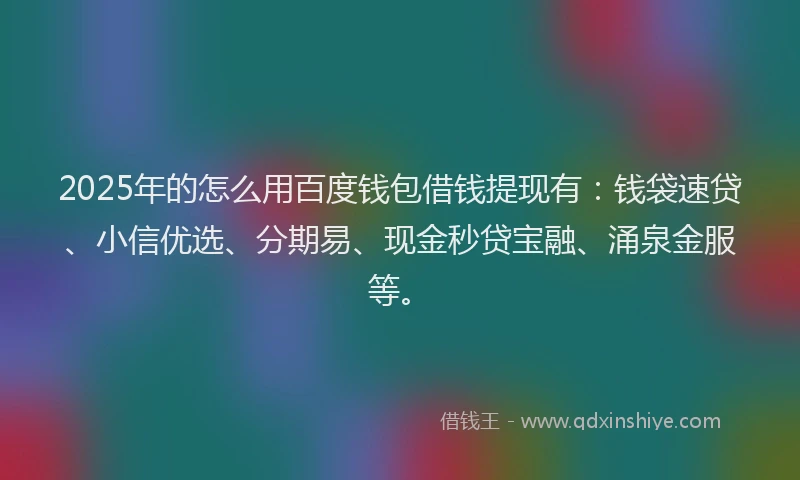 2025年的怎么用百度钱包借钱提现有：钱袋速贷、小信优选、分期易、现金秒贷宝融、涌泉金服等。