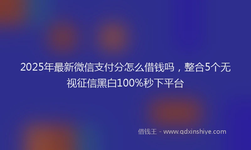 2025年最新微信支付分怎么借钱吗，整合5个无视征信黑白100%秒下平台