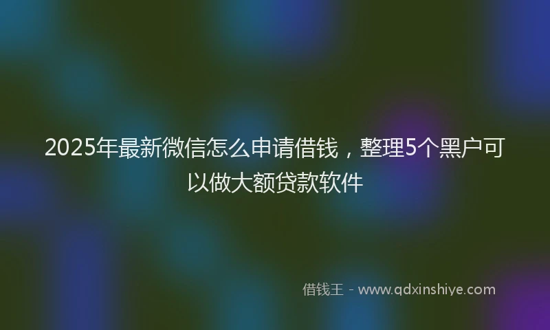 2025年最新微信怎么申请借钱，整理5个黑户可以做大额贷款软件