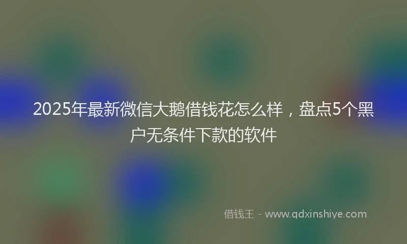 2025年最新微信大鹅借钱花怎么样，盘点5个黑户无条件下款的软件
