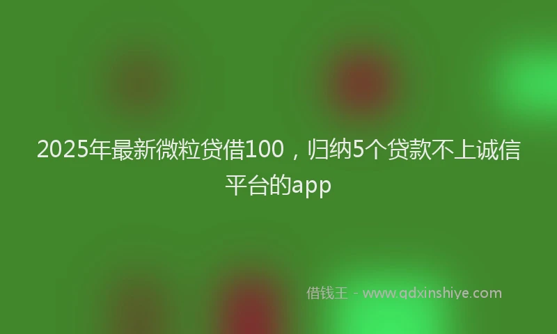 2025年最新微粒贷借100，归纳5个贷款不上诚信平台的app