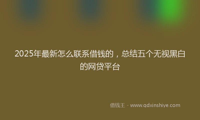 2025年最新怎么联系借钱的，总结五个无视黑白的网贷平台
