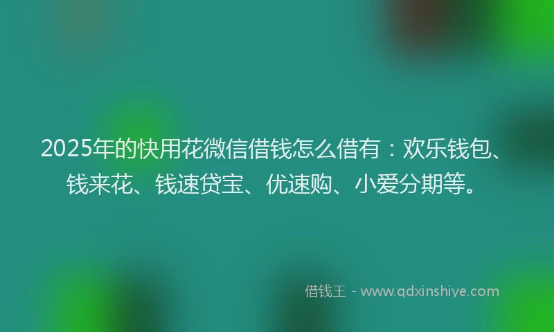 2025年的快用花微信借钱怎么借有：欢乐钱包、钱来花、钱速贷宝、优速购、小爱分期等。