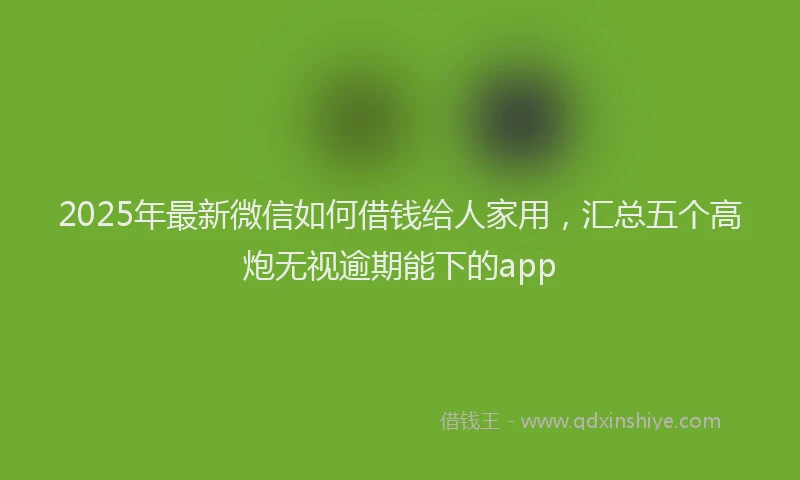 2025年最新微信如何借钱给人家用，汇总五个高炮无视逾期能下的app