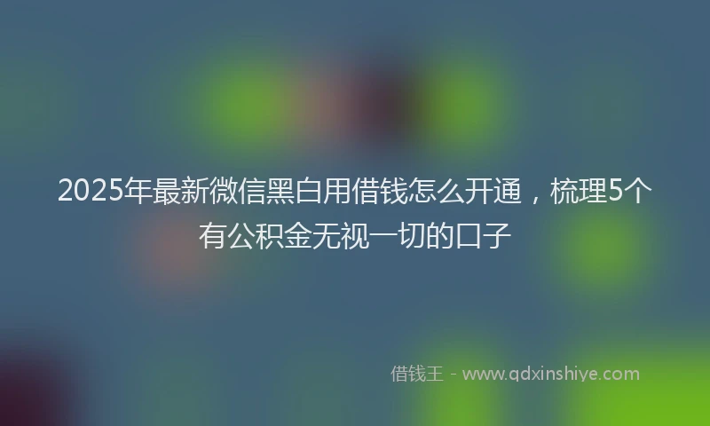 2025年最新微信黑白用借钱怎么开通，梳理5个有公积金无视一切的口子