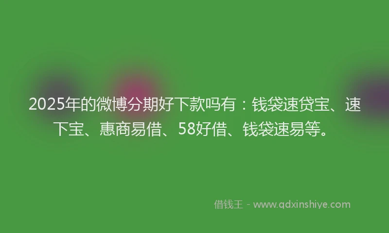 2025年的微博分期好下款吗有：钱袋速贷宝、速下宝、惠商易借、58好借、钱袋速易等。